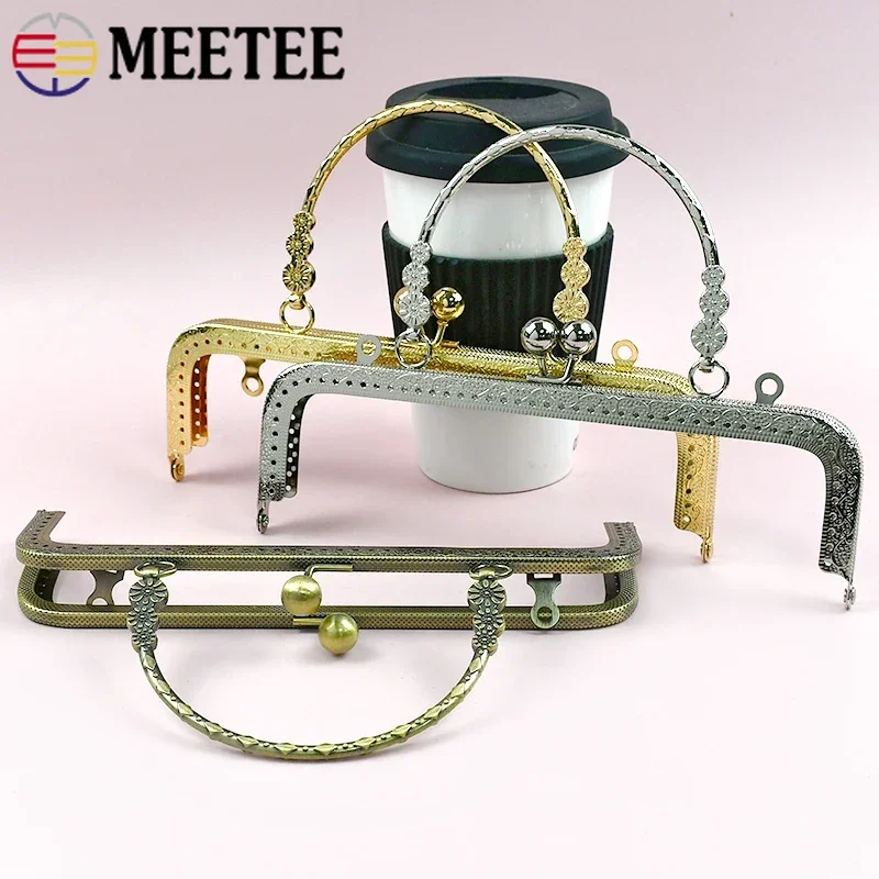 

1/2Pcs 20.5cm Embossed Frame Handbag Handle Clutch Metal Locks Buckle Purse Kiss Clasp Bag Hardware Repair Sewing Accessories