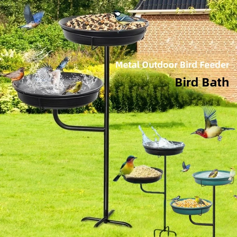 

Double Layer Metal Outdoor Bird Feeder Iron Art Water Bath Basin Garden Courtyard Bird Bath Pool Cross Border Camping Travel ...
