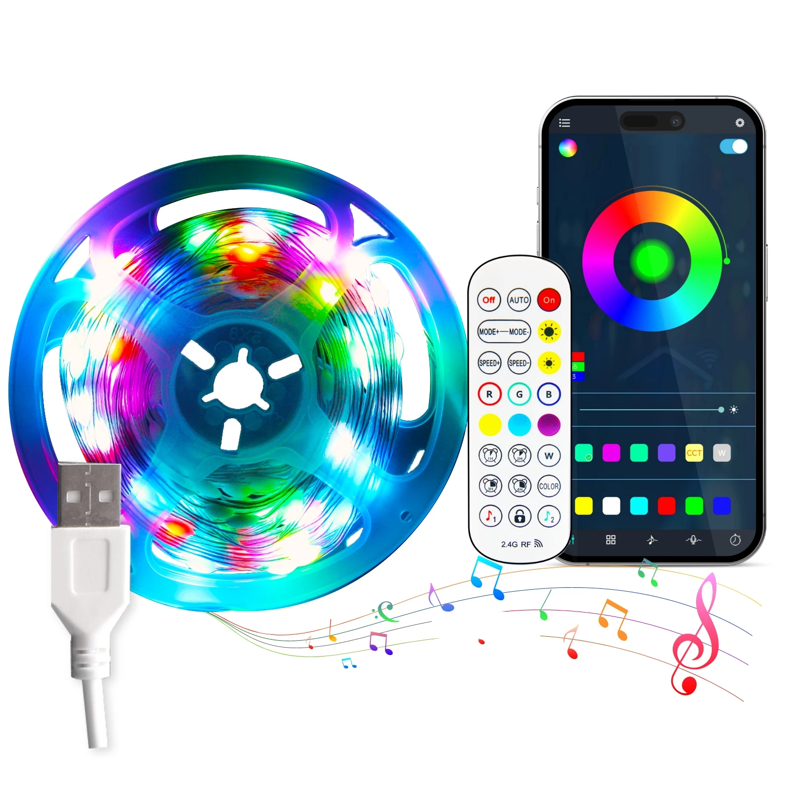 

Smart Fairy Lights 2.4G Remote for Christmas Party Decoration LED String Light USB Bluetooth APP Control RGB Color Changing