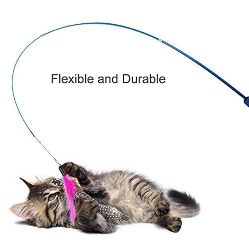 

Telescopic Cat Teaser Wand - 3-Section Fishing Pole Stick, Interactive Pet Toy for Kitten & Cat, Funny Catcher Play Toy