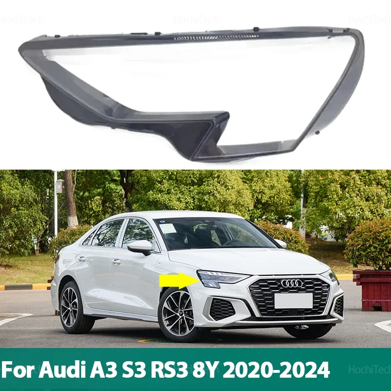 Car Front Headlight Lens Cover For Audi A3 S3 RS3 8Y 2020 2021 2022 2023 2024 Glass Auto Shell Headlamp Lampshade Transparent