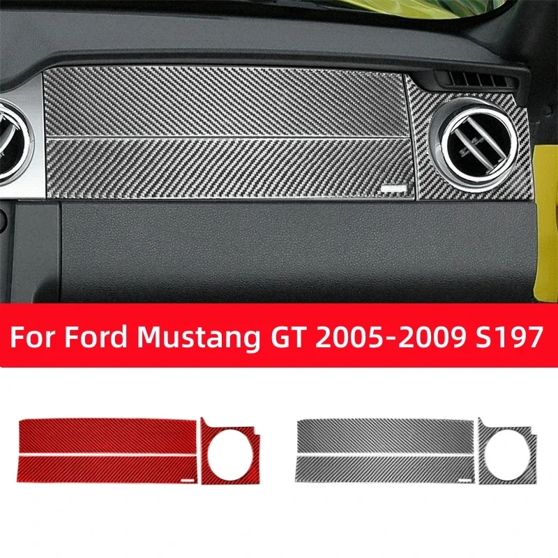 

For Ford Mustang GT 2005-2009 S197 Accessories Carbon Fiber Car Copilot Instrument Panel Trim Cover Vent Decor Frame Stickers