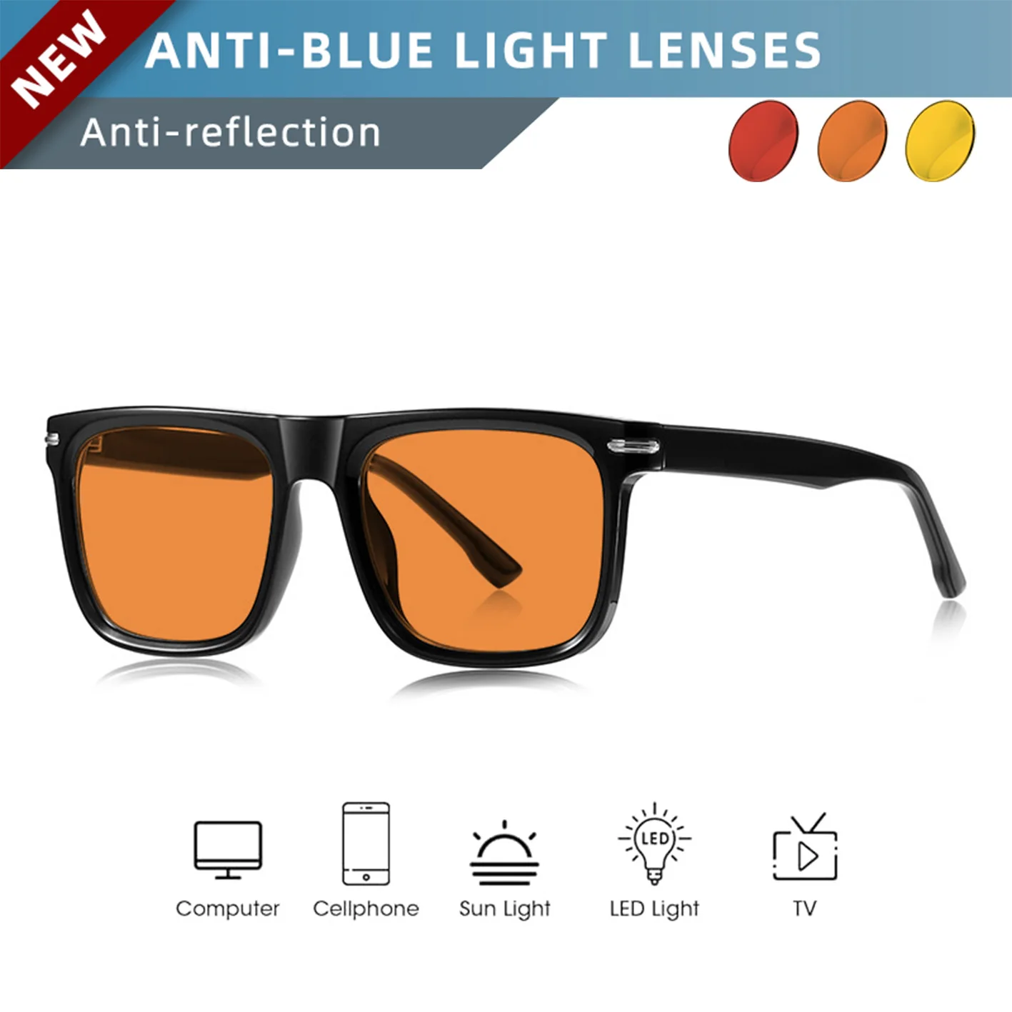 OKH Circadian Eyewear Red Yellow Lens Biohacking Glasses Night‑Use Gaming Eyewear Relieve Eye Strain to Enhance Sleep Efficiency
