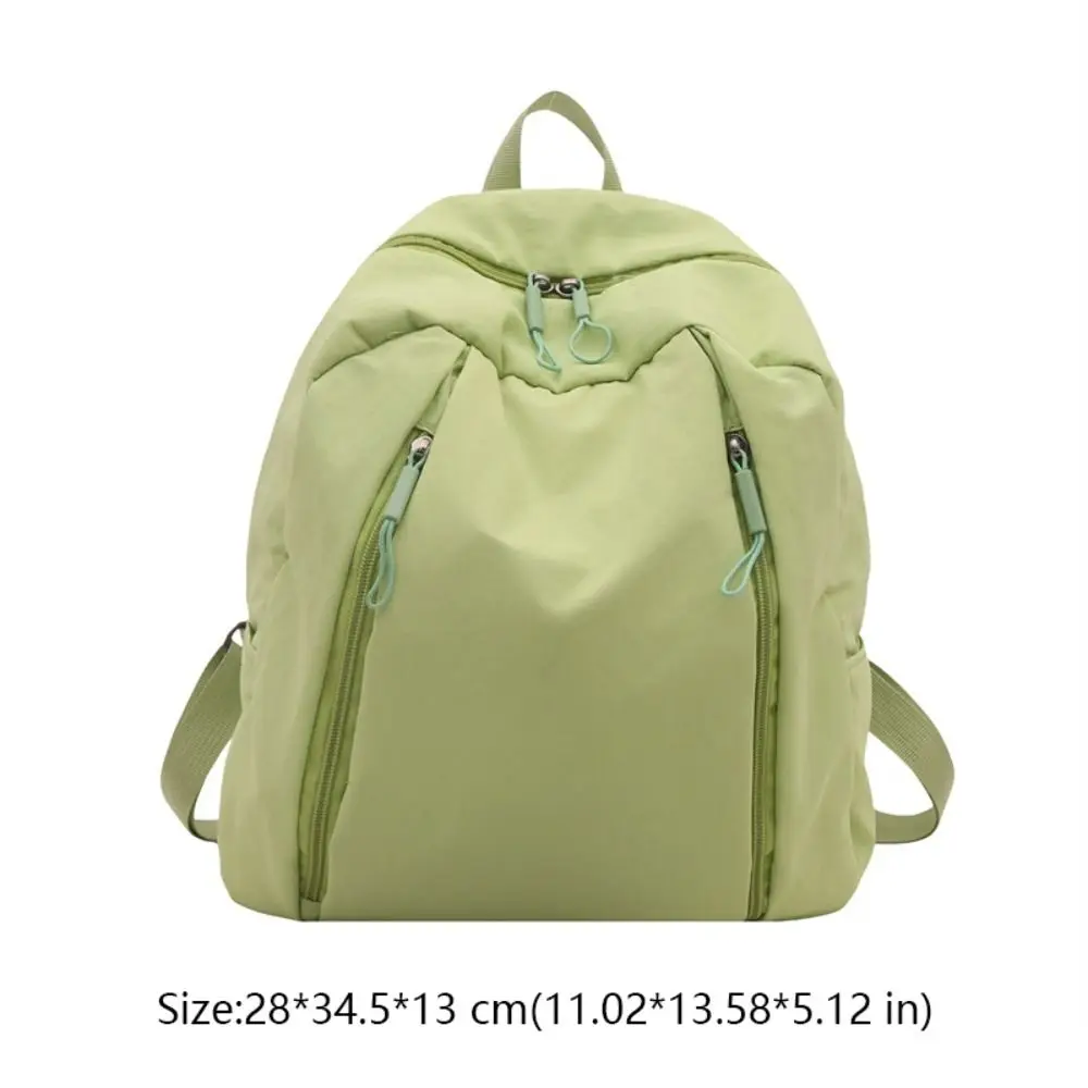 حقيبة ظهر عصرية من النايلون بلون سادة وخفيفة الوزن ذات سعة كبيرة وحقيبة كتف بسحاب مزدوج للسفر