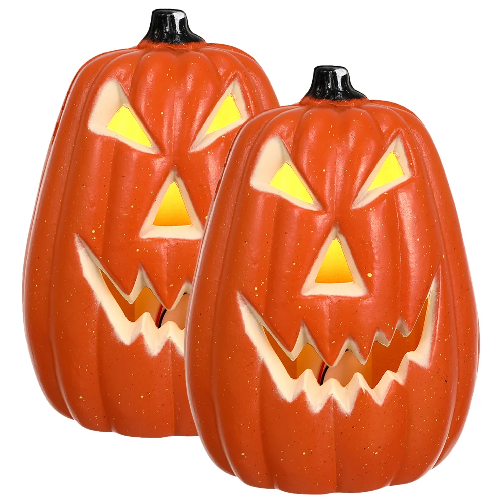 

Orange Light up Halloween Ghost Festival Decorative Lights LED Pumpkin Lantern Skull Lanterns (2pcs) Lamp Fall