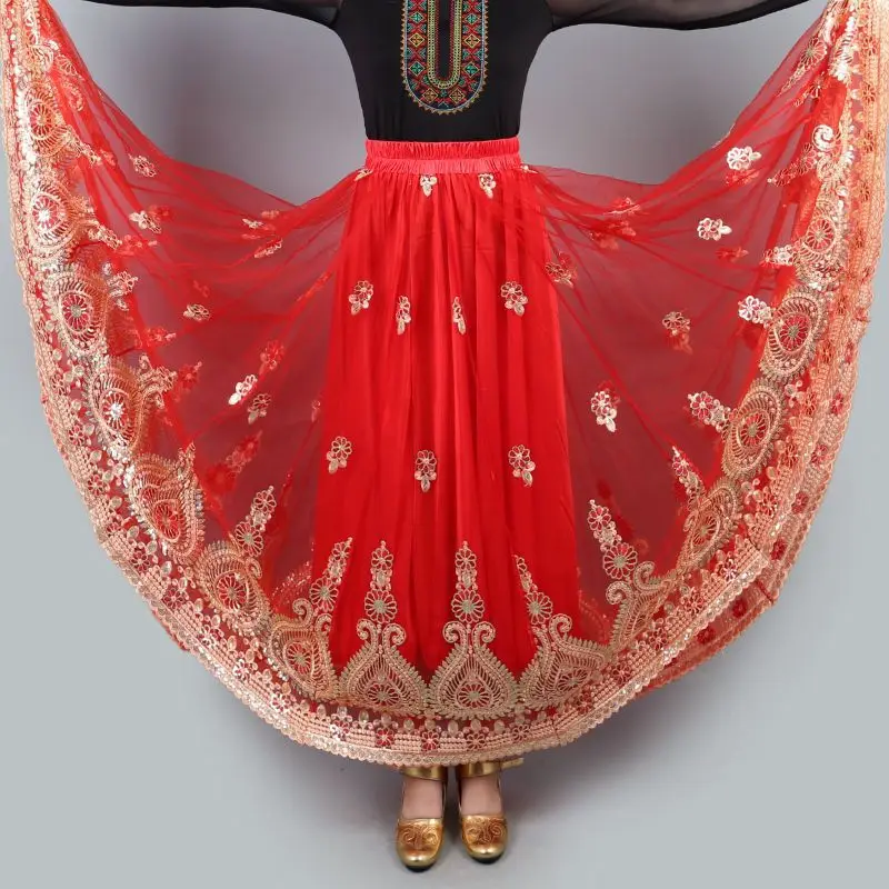 High Waisted A-line Mesh Large Swing Skirt Traditional Indian Ethnic Wrap Skirt Bottom Outfit