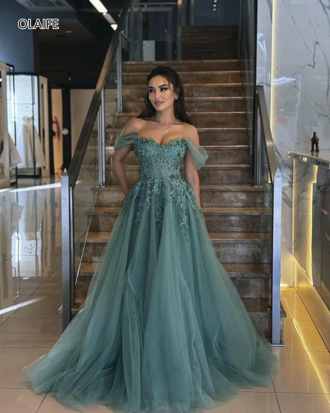 Luksusowe sukienki wieczorowe z aplikacjami A Line Princess Prom Dress Maxi Dress vestidos de fiesta فساتين levenن esaبات Wee