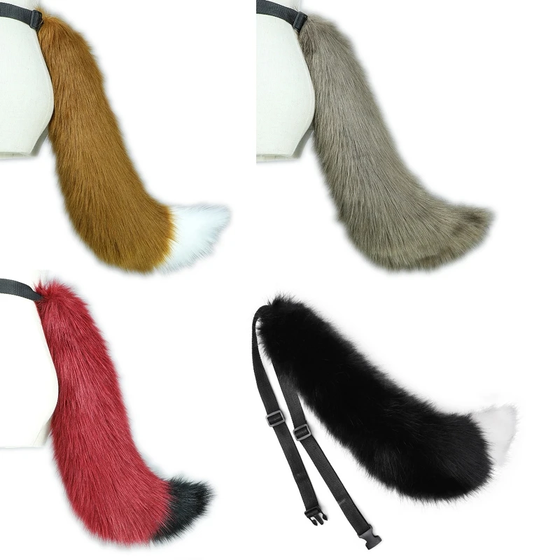 

Q0KE Flexible Faux Fur for Cat Tail Tail Cosplay Halloween Christmas Party Costum