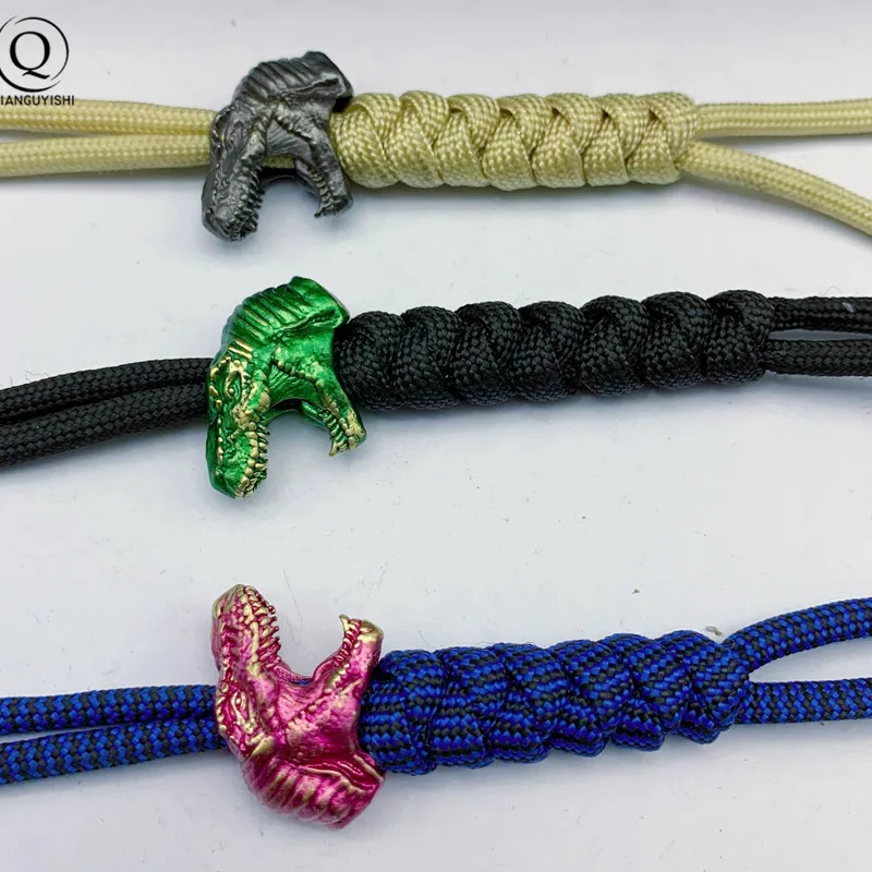 2022 Jurassic Tyrannosaurus  Brass Knife Bead Jewelry DIY Paracord Hangings Accessories Animal EDC Outdoor Tool Lanyard Pendants