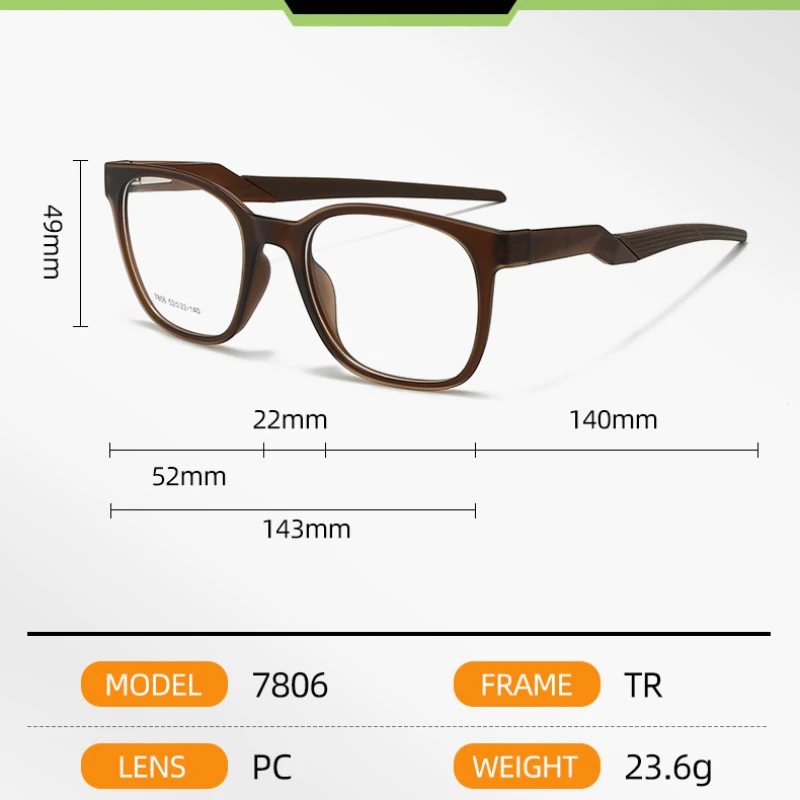 CLLOIO Fashion Large Square Frame Sporty Prescription Reading Glasses Men Photochromic Basketball Running Crash Myopia Glasses