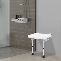 Wall Mounted Folding Shower Seat Adjustable Height 220lbs Capacity Foldable for Bathroom Elderly Foldable Shower Bench
