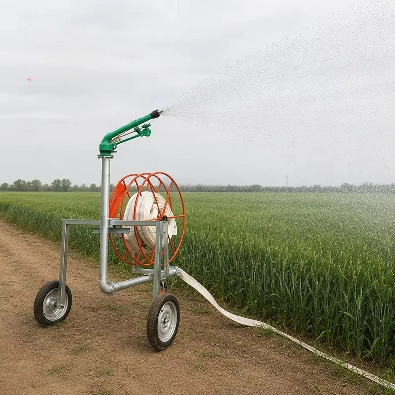 All terrain mobile irrigation device quick hose recovery agricultural drainage spray