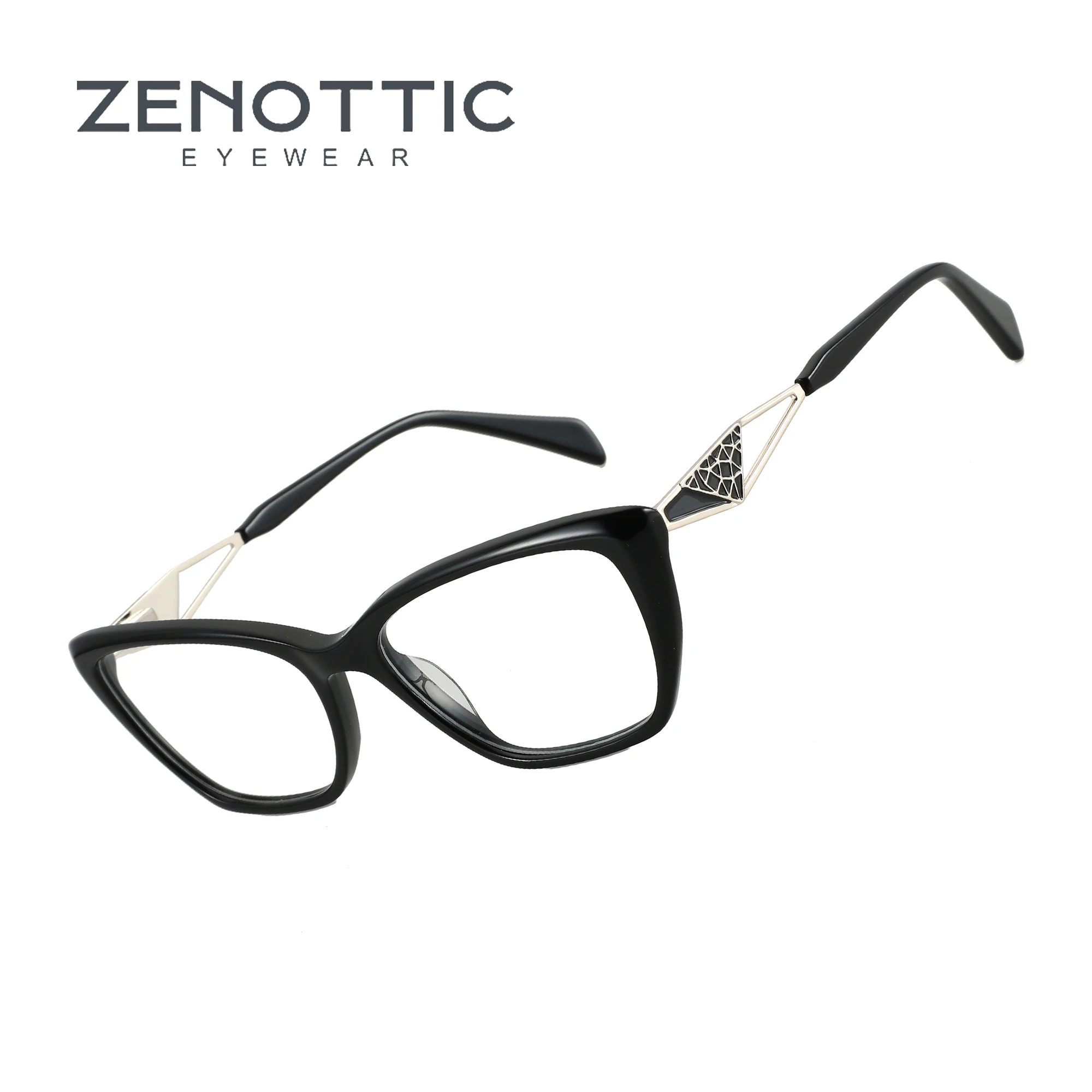 

ZENOTTIC 2024 Trend Cat Eye Optical Glasses Frame Peculiar Fashion Leg Women Non-Prescription Acetate Eyeglasses MG6592