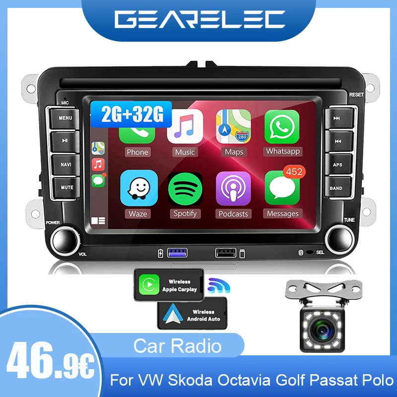 Autoradio Android Carplay pour VW Volkswagen Jetta Passat Golf Polo 7 "voiture stéréo GPS Wifi FM récepteurs Audio lecteur multimédia