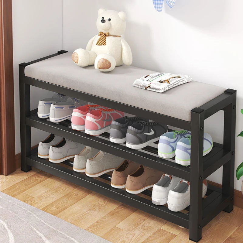 

Nordic Shoe Bench with Storage Cabinet Carbon Steel Rack Ottoman Chair for Entryway Hallway Versatile Stool for Changing Shoes