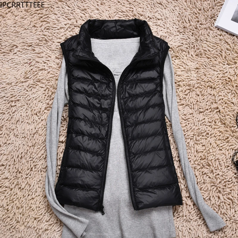 2023 New Autumn Winter Women Vest Warm Sleeveless White Duck Down Jacket Slim Female Waistcoat