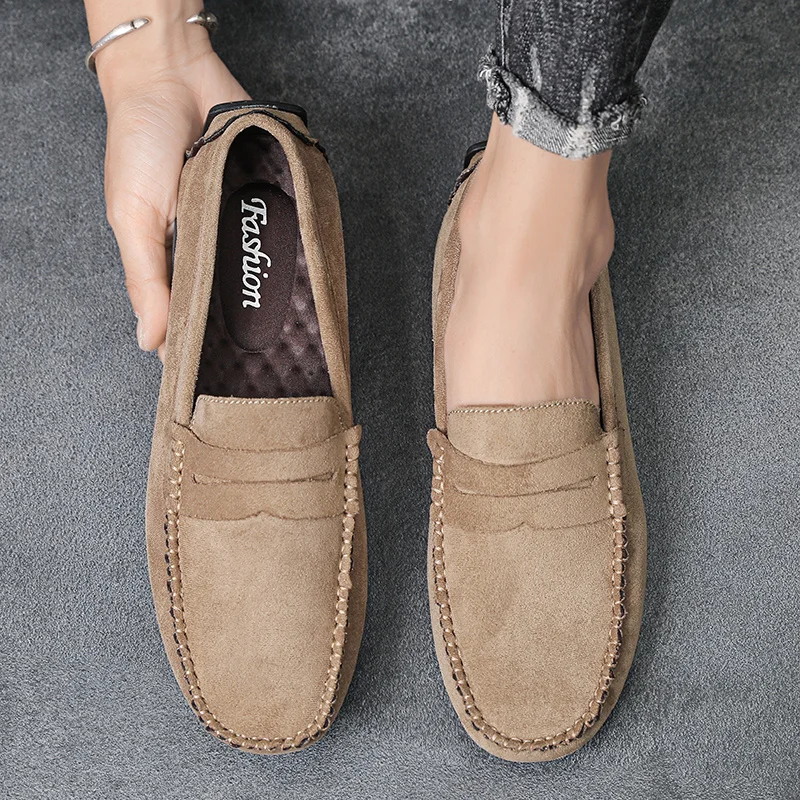 Fashion Suede Men Casual Shoes Breathable Comfort Slip-on Mens Driving Shoes Luxury Brand Men Loafers Mens Lazy Shoes Moccasins