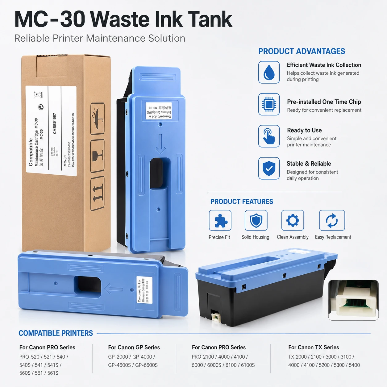 MC-30 Maintenance Cartridge For Canon PFI1300 Pro 2000 4000 4600 PRO-2100 4100 4000S 6000S 6100 TX-2000 3000 4000 5200 5300 5300