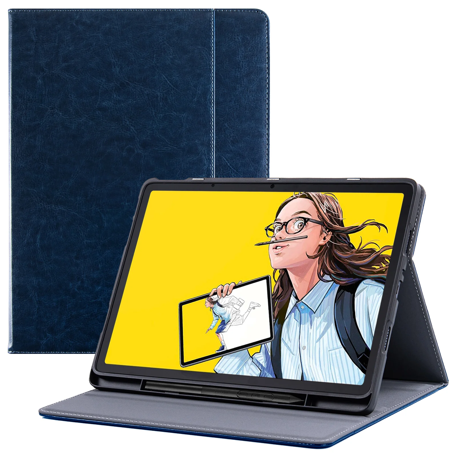 Case for Wacom Movinkpad 11 Tablet,Multiple Angles Viewing Stand,with Pen Holder/Pocket/Hand Strap,PU Leather Protective Cover