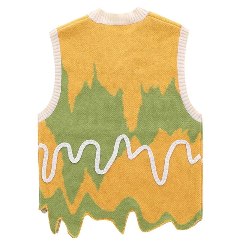 Autumn Y2k Sweater Vest Men Women Harajuku Colorblock Sleeveless Sweater Harajuku Casual Loose Jumpers Spring Tops Streetwear