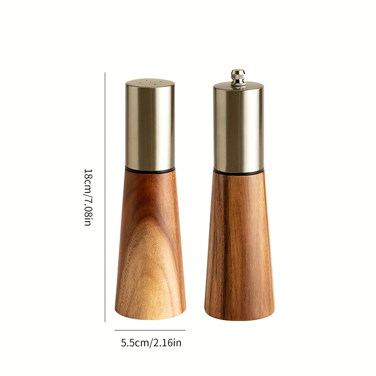 2PCS Salt Shaker Set & Durable Wooden Pepper Grinder with Hand Fill Salt Shaker, Pepper Grinder with Ceramic Grinding Core