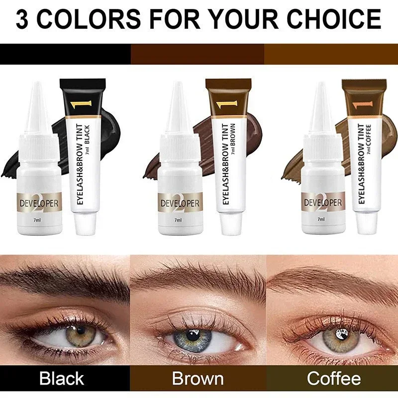 Eyelashes and Eyebrow Tint Dye Professional Eyebrow Dye Waterproof Long-lasting Eyebrow Brow Kit Semi Permanent Brow Lift