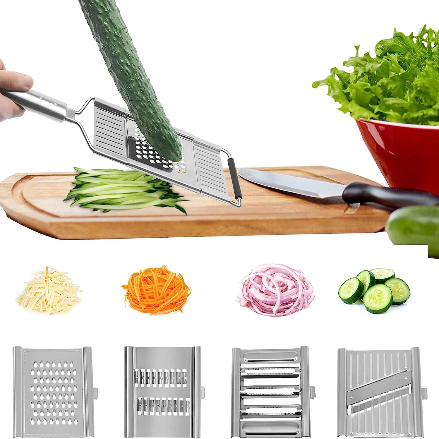 4 In 1 Vegetable Cutter Manual Stainless Steel Grater Slicer Fruit Carrot Peeler Potato Grater Cheese Shredder Kitchen Tools