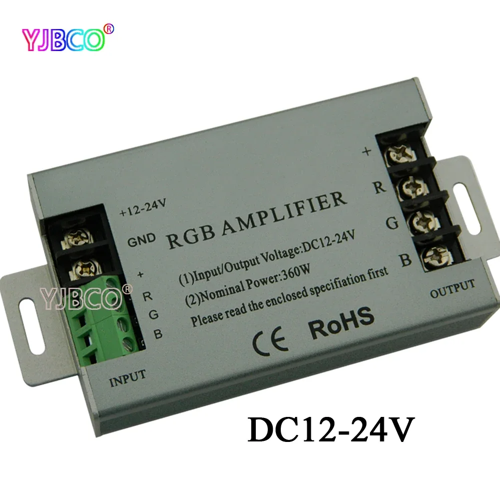 360W RGB LED Amplifier Controller DC12V-24V 30A Aluminum Shell for RGB 5050 3528 SMD LED Strip Lamp