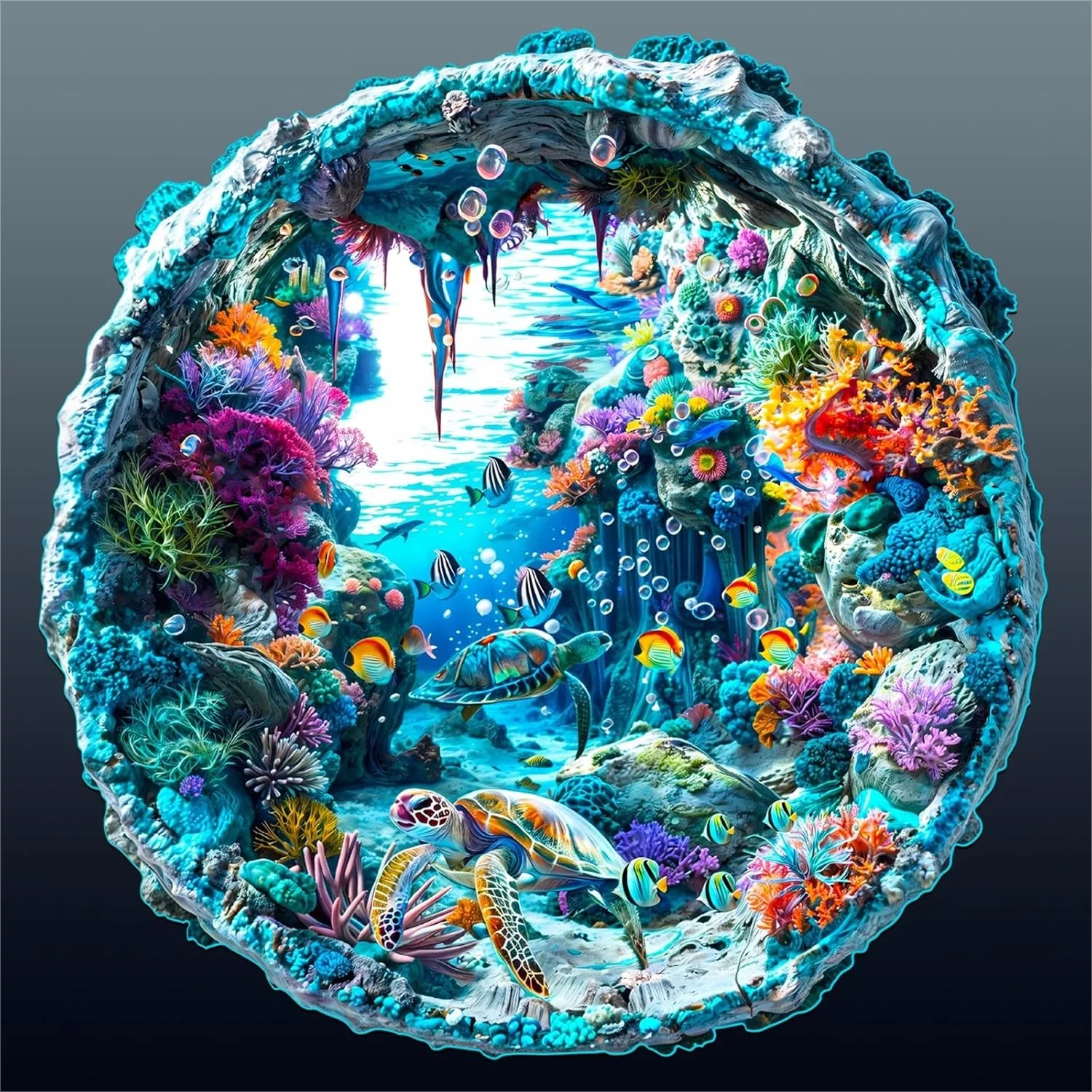 

Wooden Puzzle for Adults, 3D Visual Ocean Jigsaw, Unique Animal Shape Wood Cut, Gift for Family