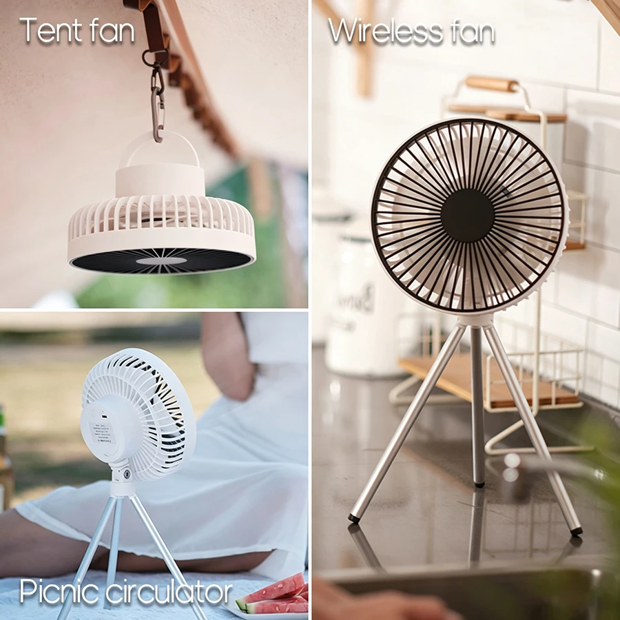 4000mAh Camping Fan Rechargeable Desktop Outdoor Electric Rechargeable Tent Ceiling Fan with Power Bank LED Lighting