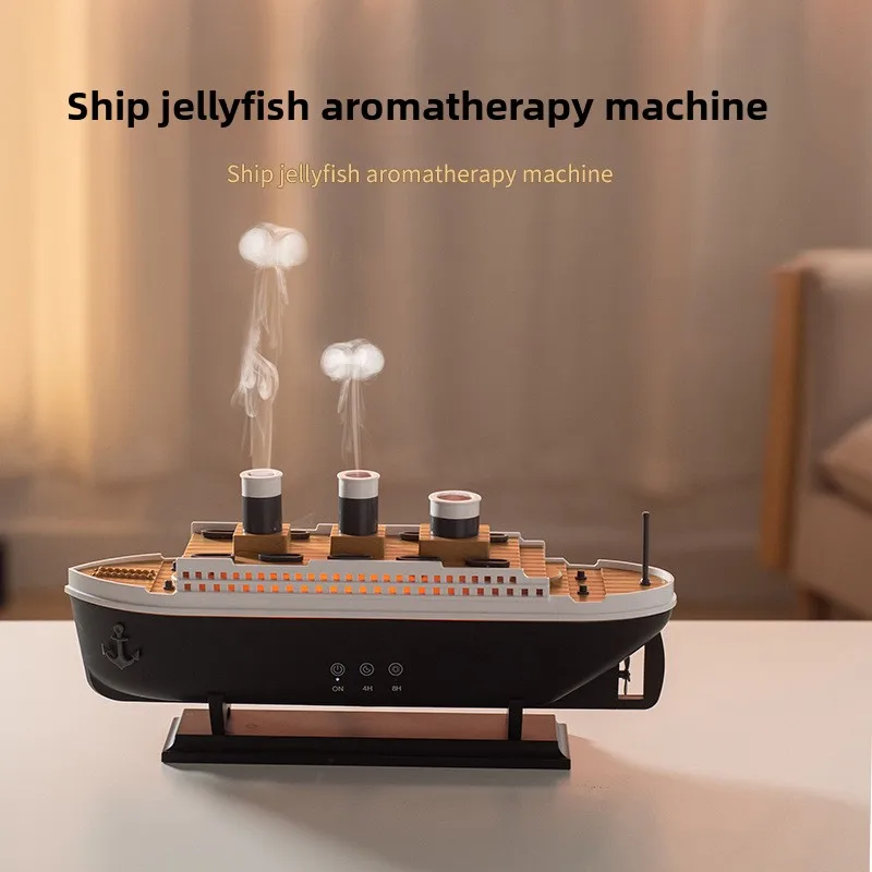 New Simulated Ship Smoke Ring Aromatherapy Machine Desktop Creative Volcanic Spray Jellyfish Cruise Fragrance Humidifier