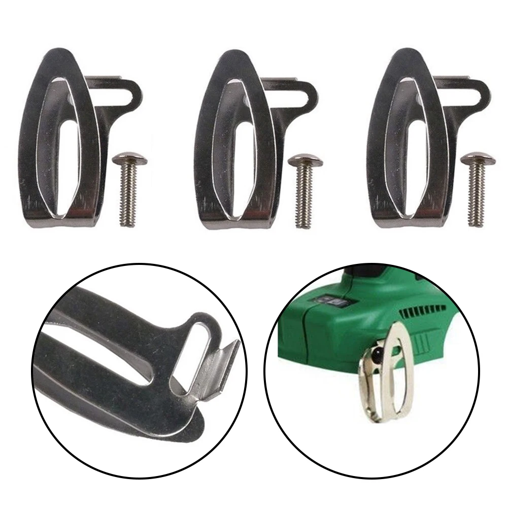 

3PCS Belt Clips Belt Clip And Screw Belt Clips Silver Steel Tool Hooks DS18DBL Cordless Driver Drill Power Tools