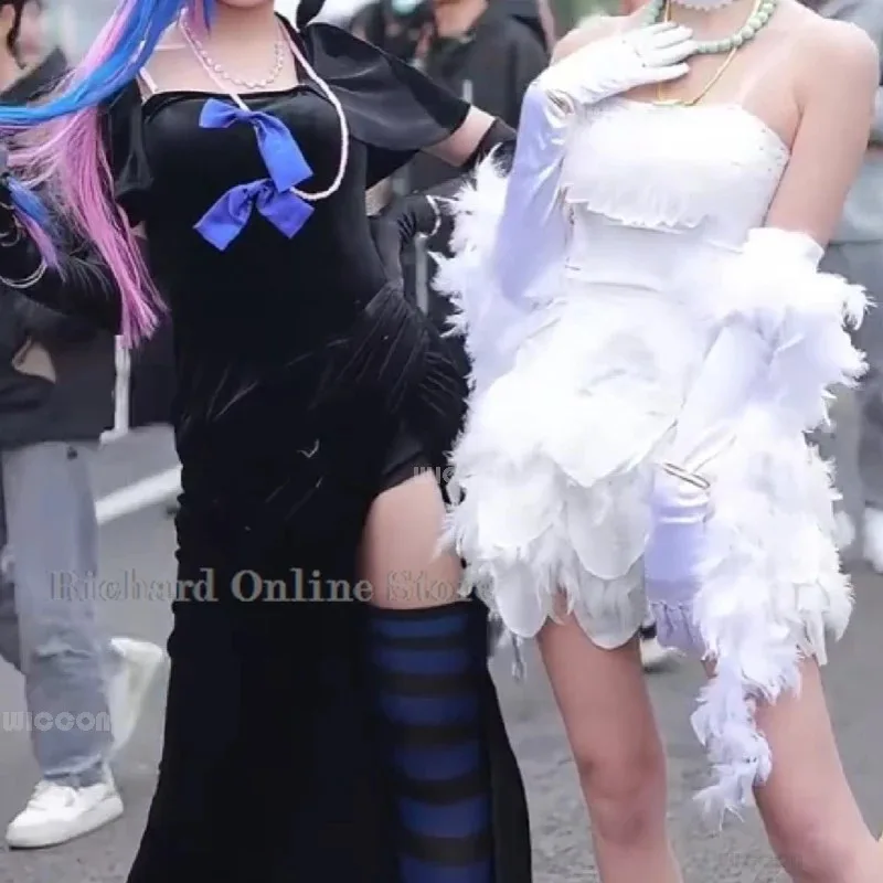 25COSAnime Panty Stocking Anarchy Cosplay Costume Lolita Fancy Evening Dress Casinos Velvet Gown Halloween Party Clothes Dress u