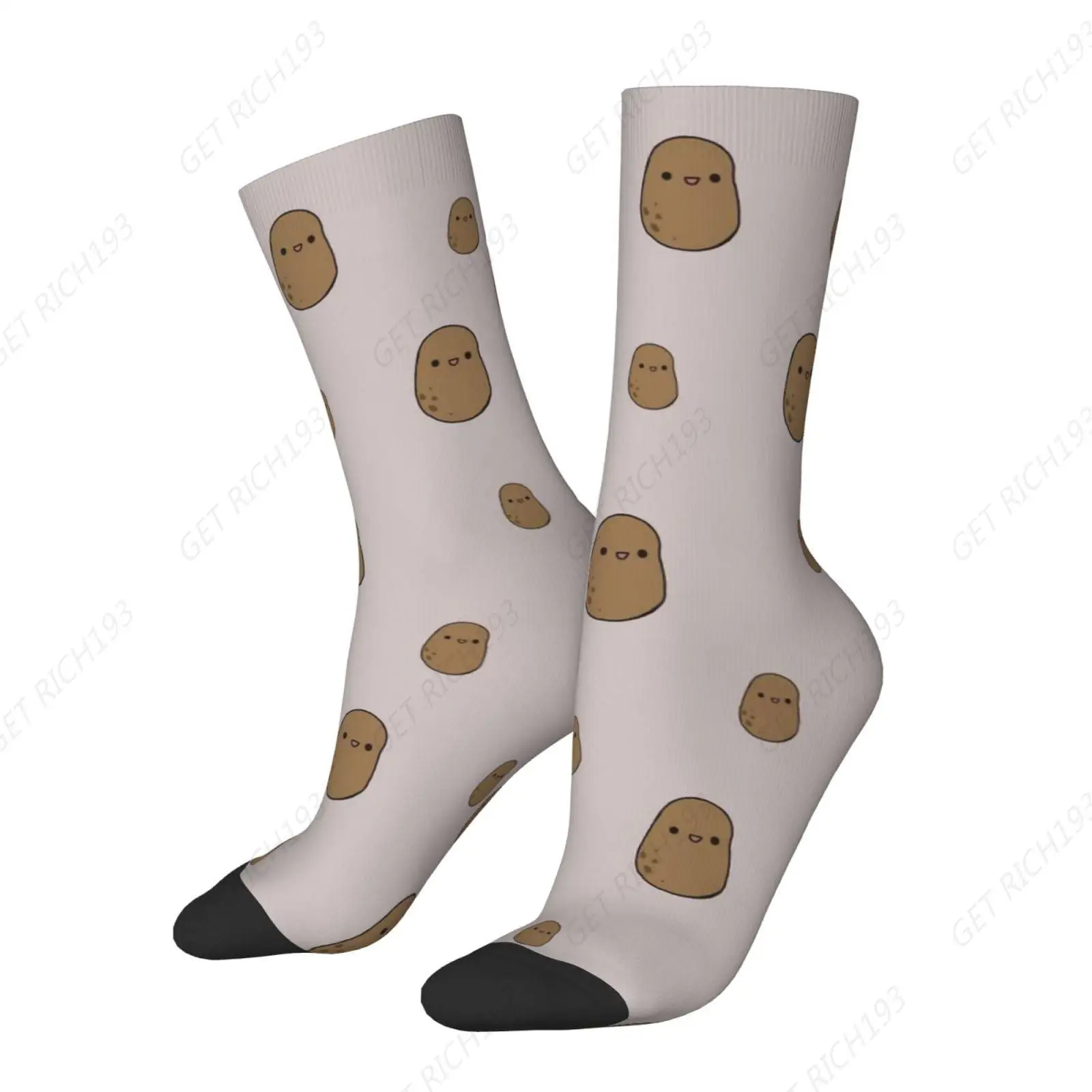 Cute Potatoes Mid-Calf Boot Socks Soft Breathable Crew Socks Novelty Sport Athletic Socks For Women Men