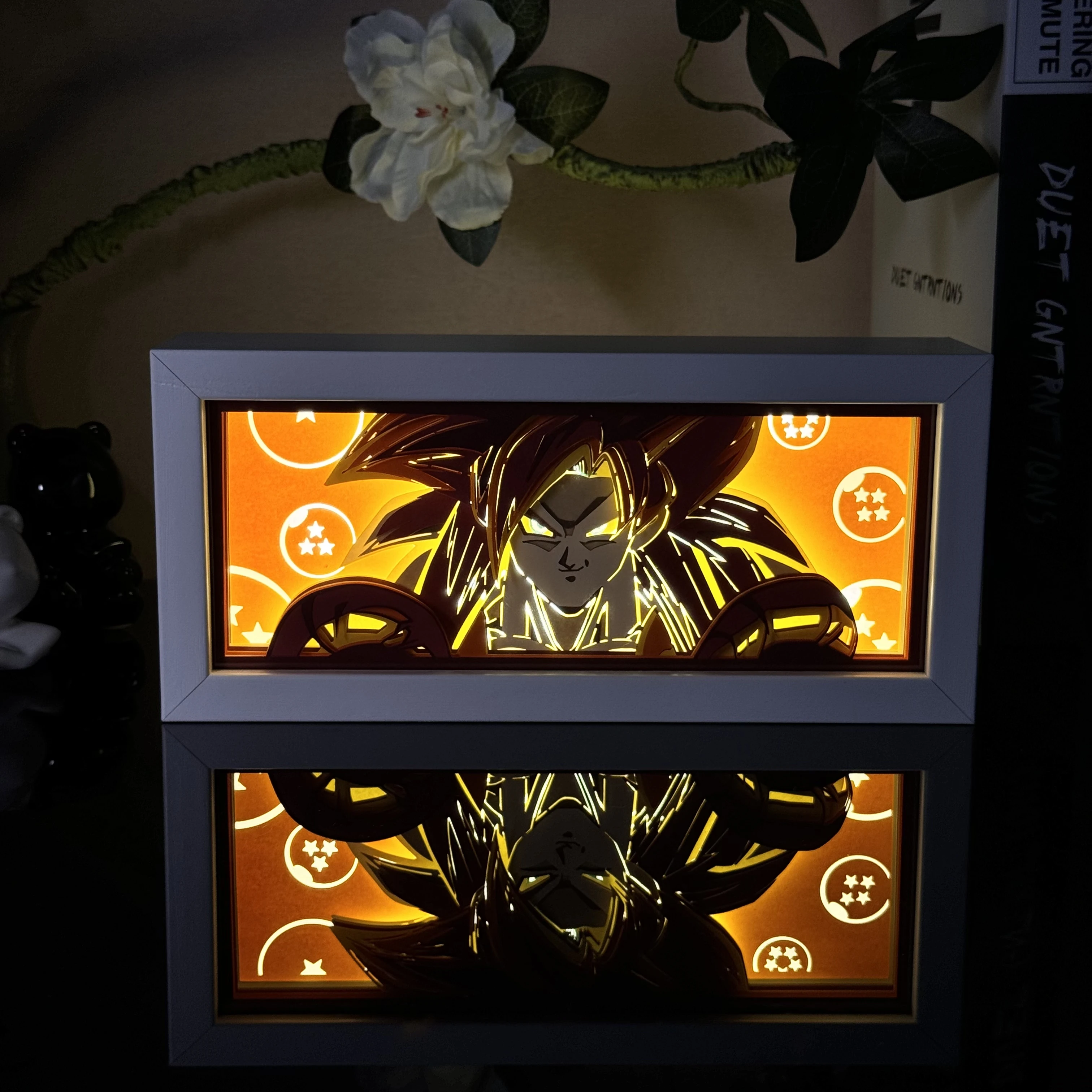 Anime Figure Led Light Paper Cut Shadow Box Figures Lightbox Desk Ornaments Gift for Friends Bedroom Variable Color Night Lamp