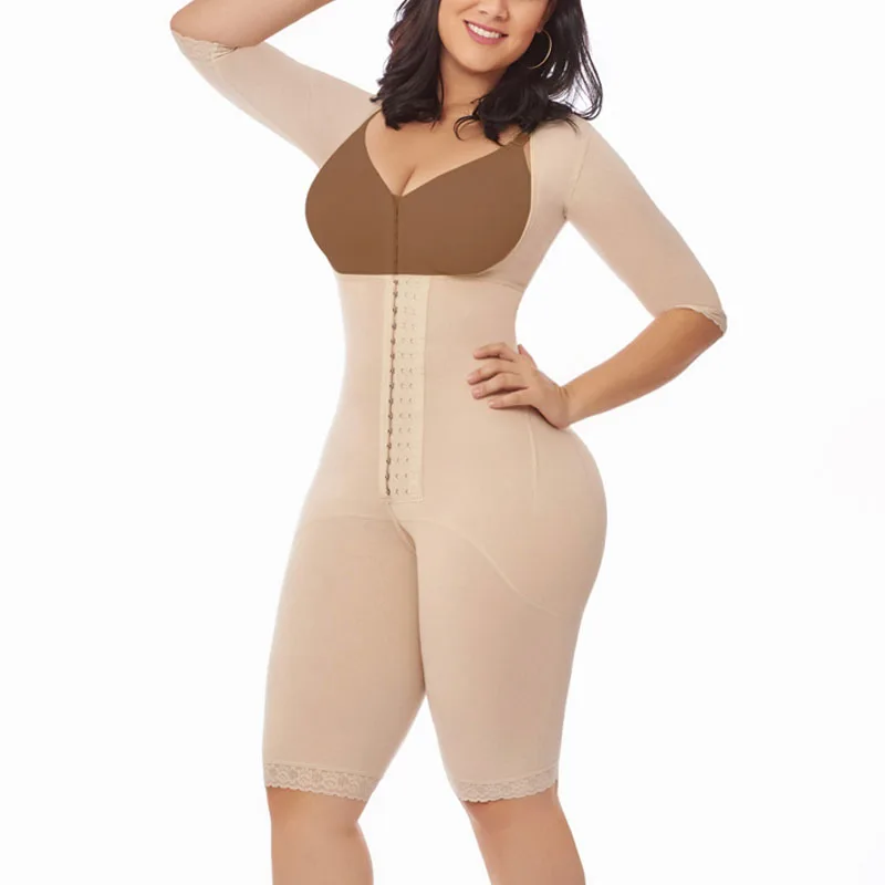 Post-Surgical Long One-Piece Cotton Girdle Full Body Shaper Tummy Control Fajas Colombian Girdle Waist Trainer Flatter Figure