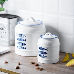 Ceramic Sealed Jar with Lid Grocery Storage Jar Home Use Large Capacity Snack Storage Jar Portable Moisture-proof Tea Caddy