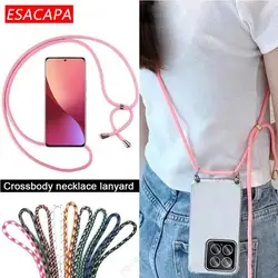 Crossbody Strap Cord Necklace Lanyard Soft Phone Case For Xiaomi POCO X6 Pro Transparent TPU Back Cover For POCO M6 M5S F5 X5 F4