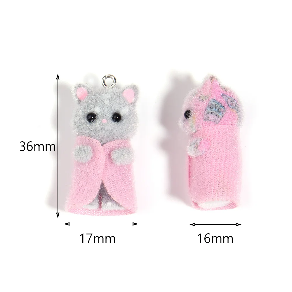 30Pcs Kawaii Dress Clothing Fluffy Cat Charms Colorful 3D Kitty Earrings Keychains Pendants Accessories DIY Crafts Jewelry Make