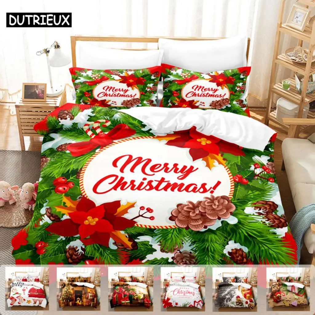 Christmas Quilt Cover Set king Size Duvet Cover Bedding Set  3pcs 2pcs 220x240 for Single Double Bed Full Twin 200x200 Bed Thin