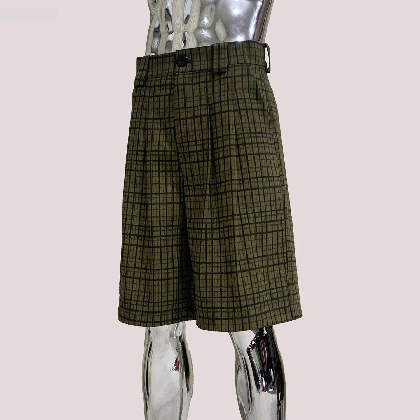 

Nerazzurri Faion Plaid Summer Men's orts Loose American High Street Five-Quarter Pants Youth Casual Cotton Straight Leg