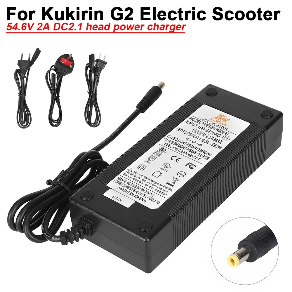 

Original Charger 54.6V 2A DC2.1 Head Battery Power Adapter for/Kukirin G2 Electric Scooter Accessory Parts EU UK US