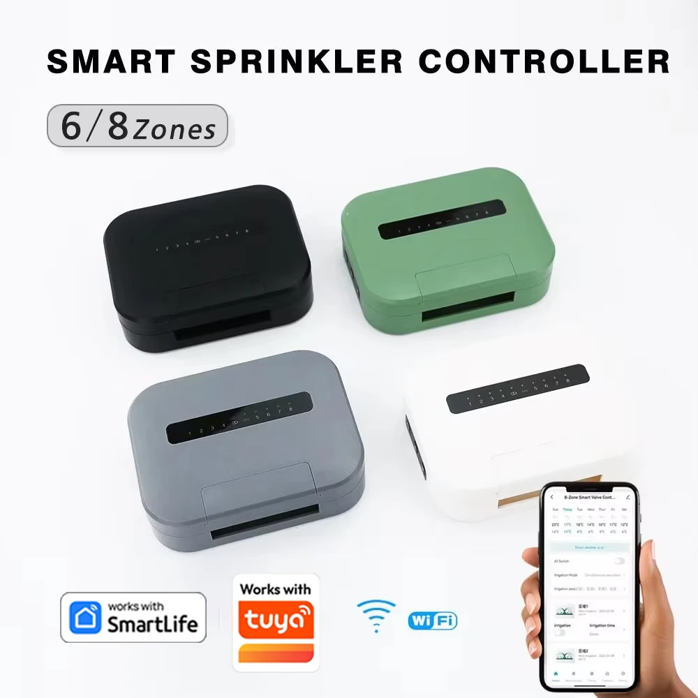 

8 Zone Or 6 Station WIFI Smart Home Watering Timer Garden Irrigation Controller Water Valve Irrigation System Work with Tuya APP
