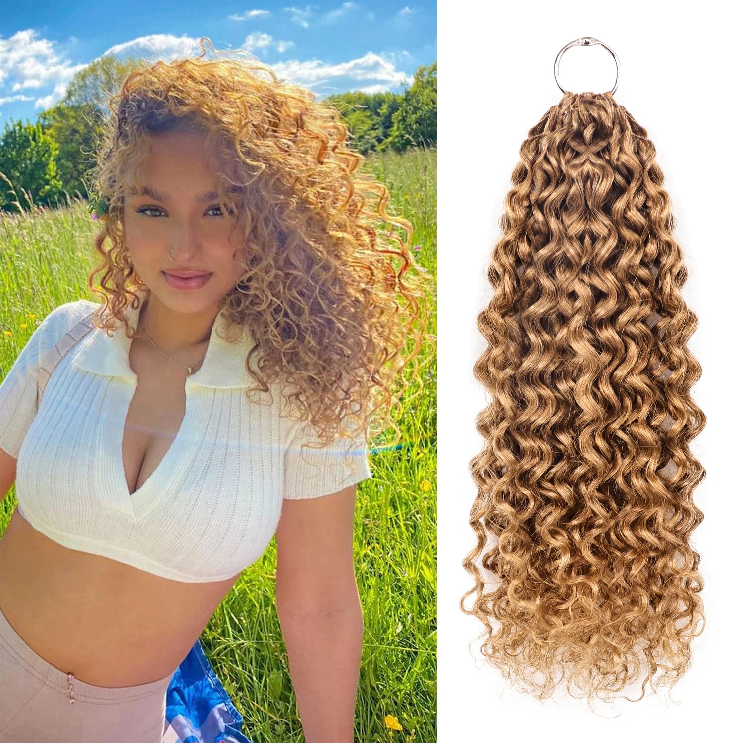 shine-27-biondo-miele-burmese-water-wave-100-capelli-umani-pre-separati-senza-nodi-estensioni-di-capelli-con-tecnica-feather-crochet-miracle-knots