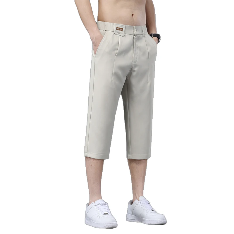 Men's Casual Pants 2024 New Summer Mens Fashion Trend Business Casual Pants Solid Color Versatile Cropped Men Clothing