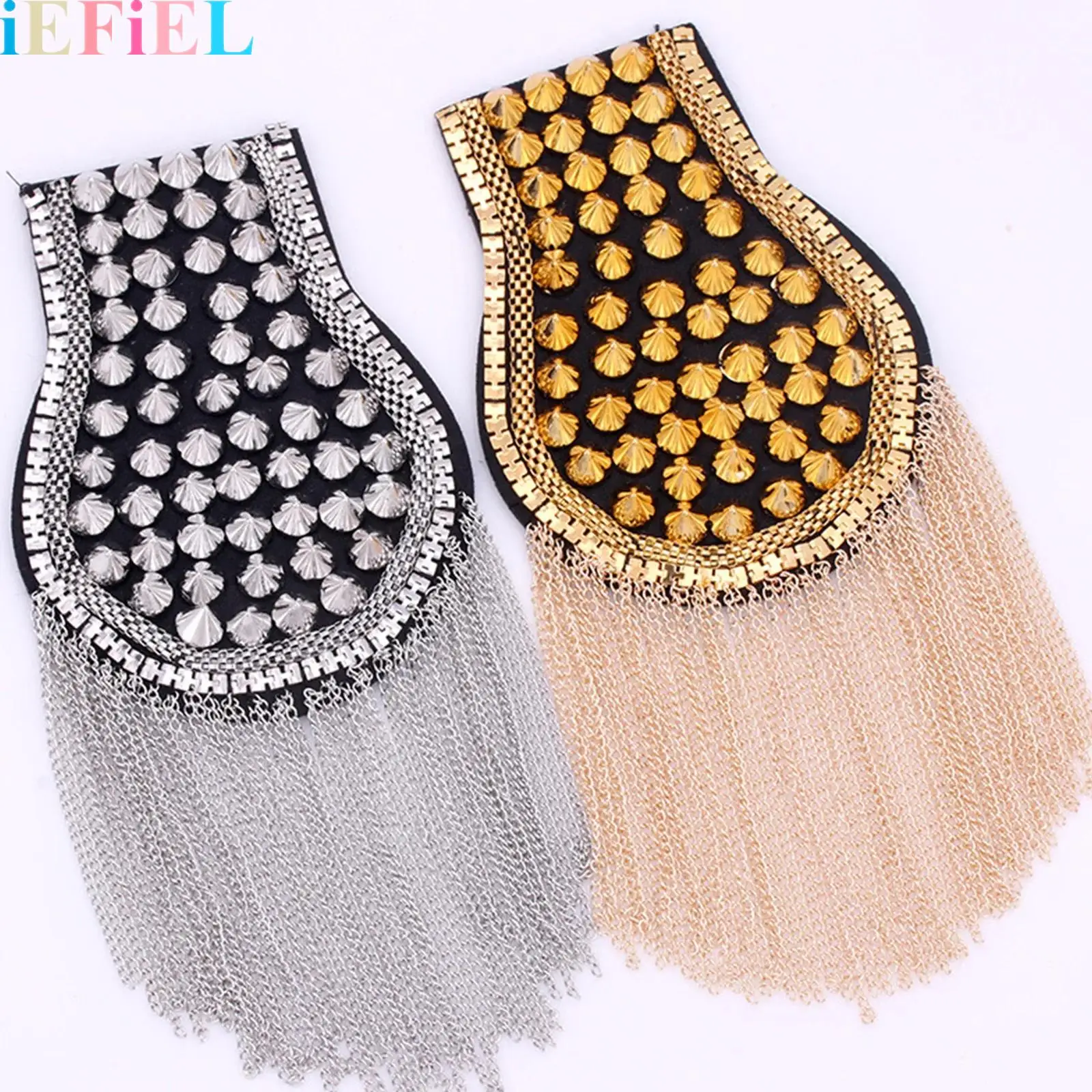 

1 Pair Fashion Metal Shoulder Epaulets Tassel Chain Epaulets Badge for Men And Women Gothic Party Costumes Accessories