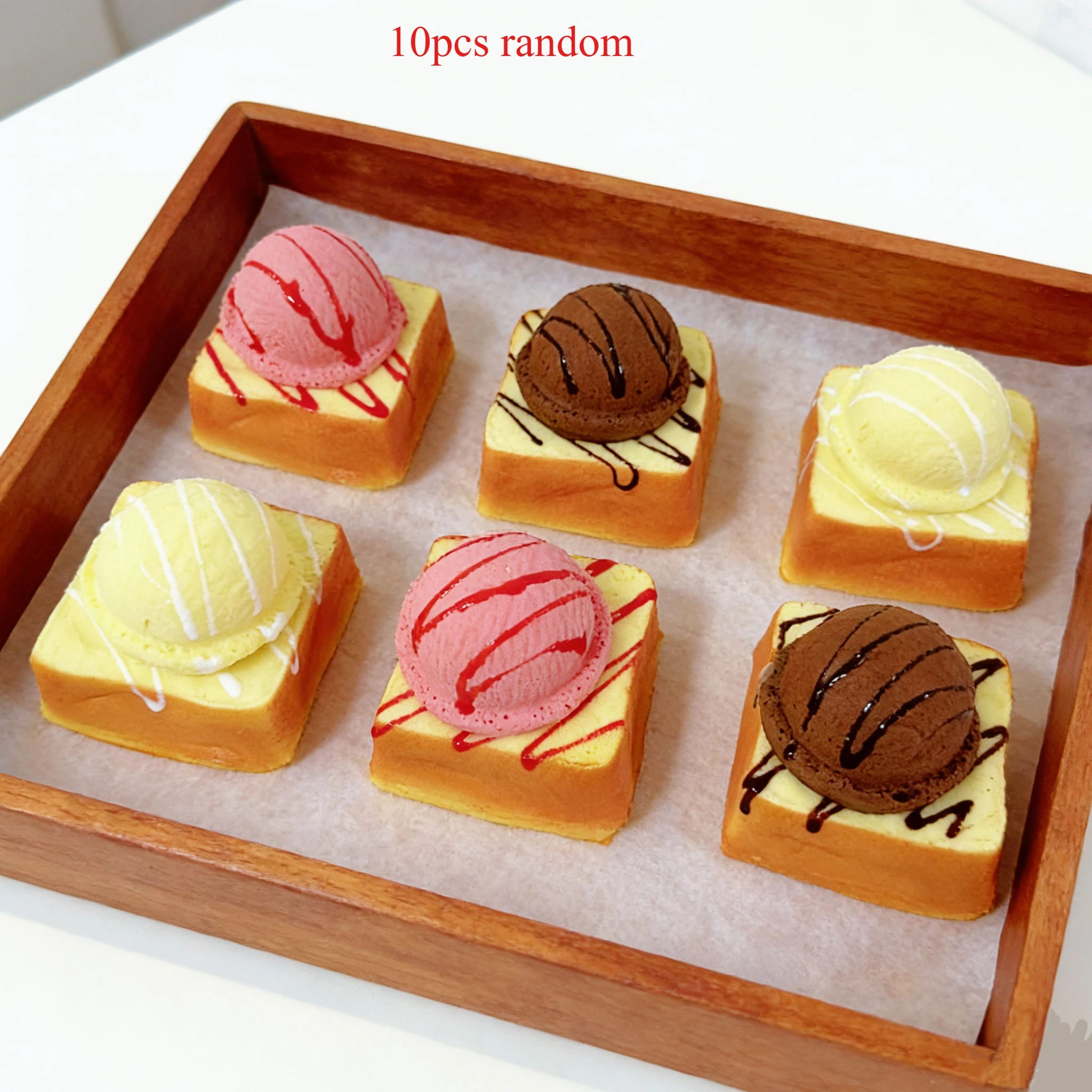 10pcs Squishy Toast Ice Cream Toy Ultra Slow Rebound Stress Relief Bread Dessert for Studio Home Kitchen Movie Setting Prop