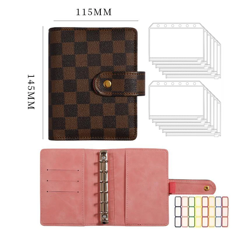 

A7 Organizer Budget Binder Set - with 12 Zipper Pockets and Stickers, Refillable 6-Ring Loose-Leaf Personal Planner Notebook