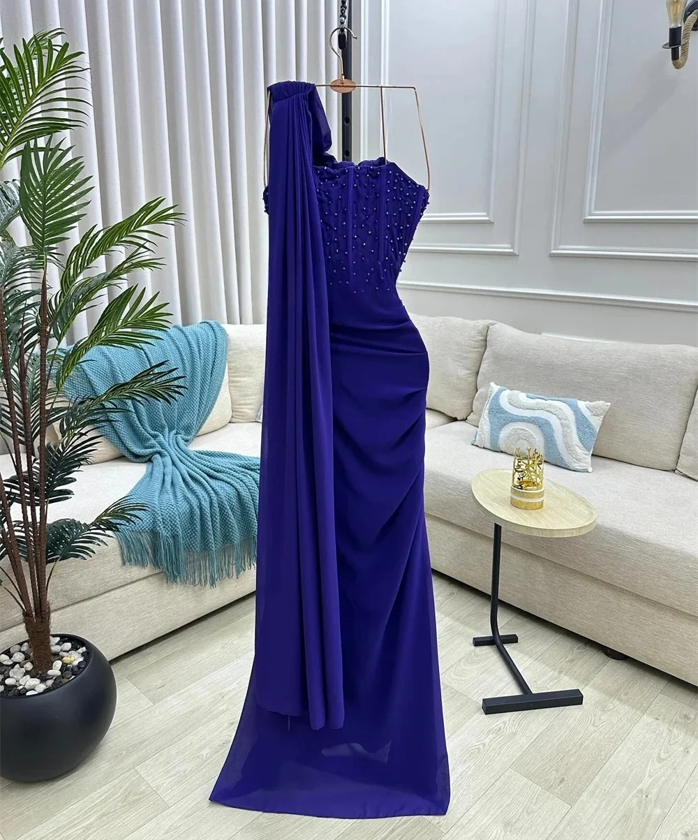 Beaded Party Long Bespoke Occasion Gown Evening Dresses Pastrol Unisex Jersey Retro Dubai Saudi Arabic Israel Prom Customized