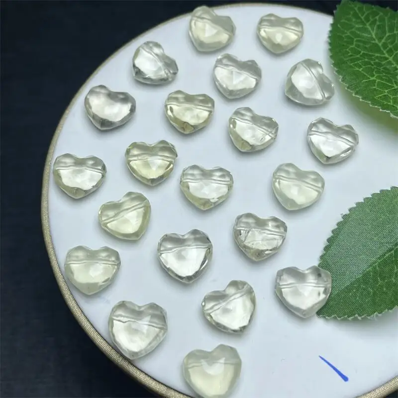 天然のシトリンファセットハートペンダント,癒しの風水,イヤリングとブレスレットの作成,ジュエリーギフト,DIYアクセサリー,12x13mm, 5個
